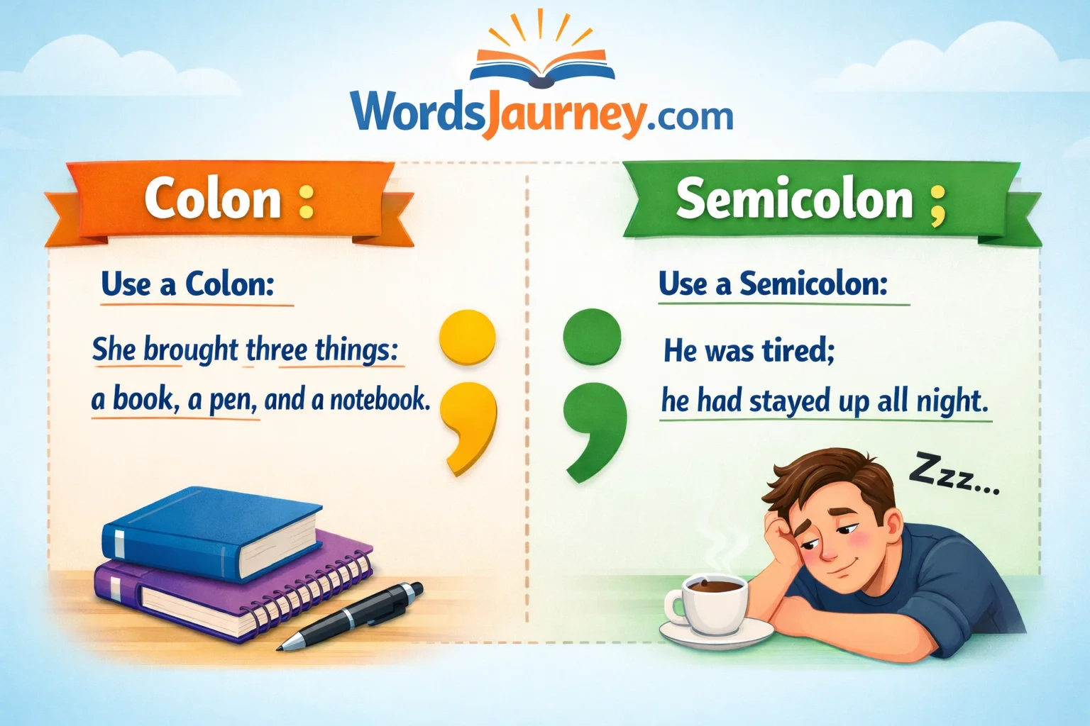 Colon vs Semicolon