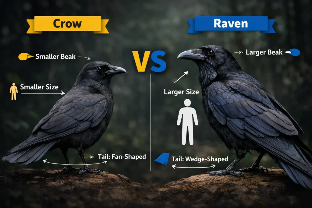 Crow vs Raven Key Difference