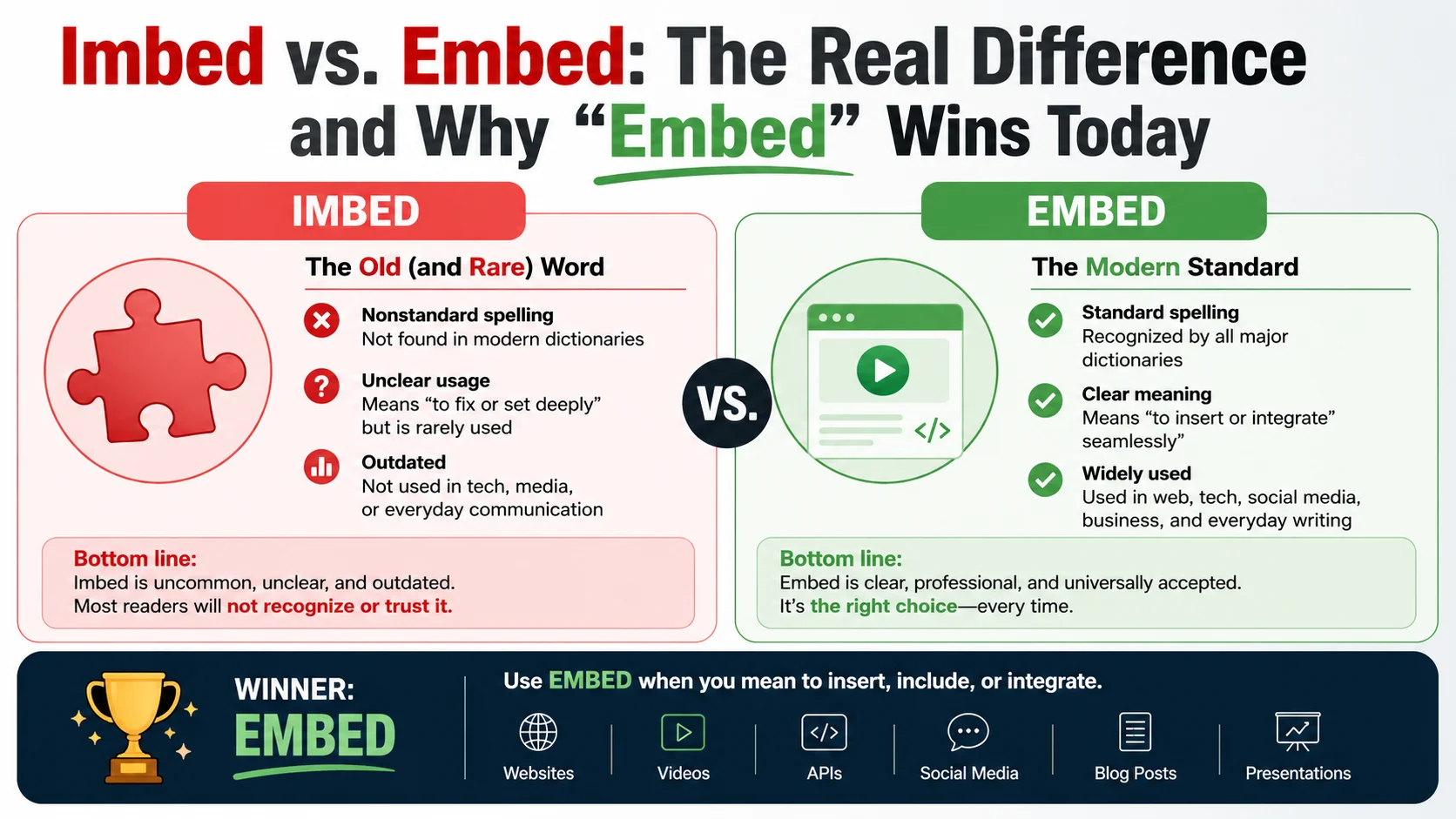 Imbed vs. Embed: